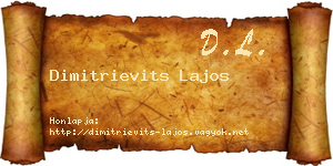 Dimitrievits Lajos névjegykártya